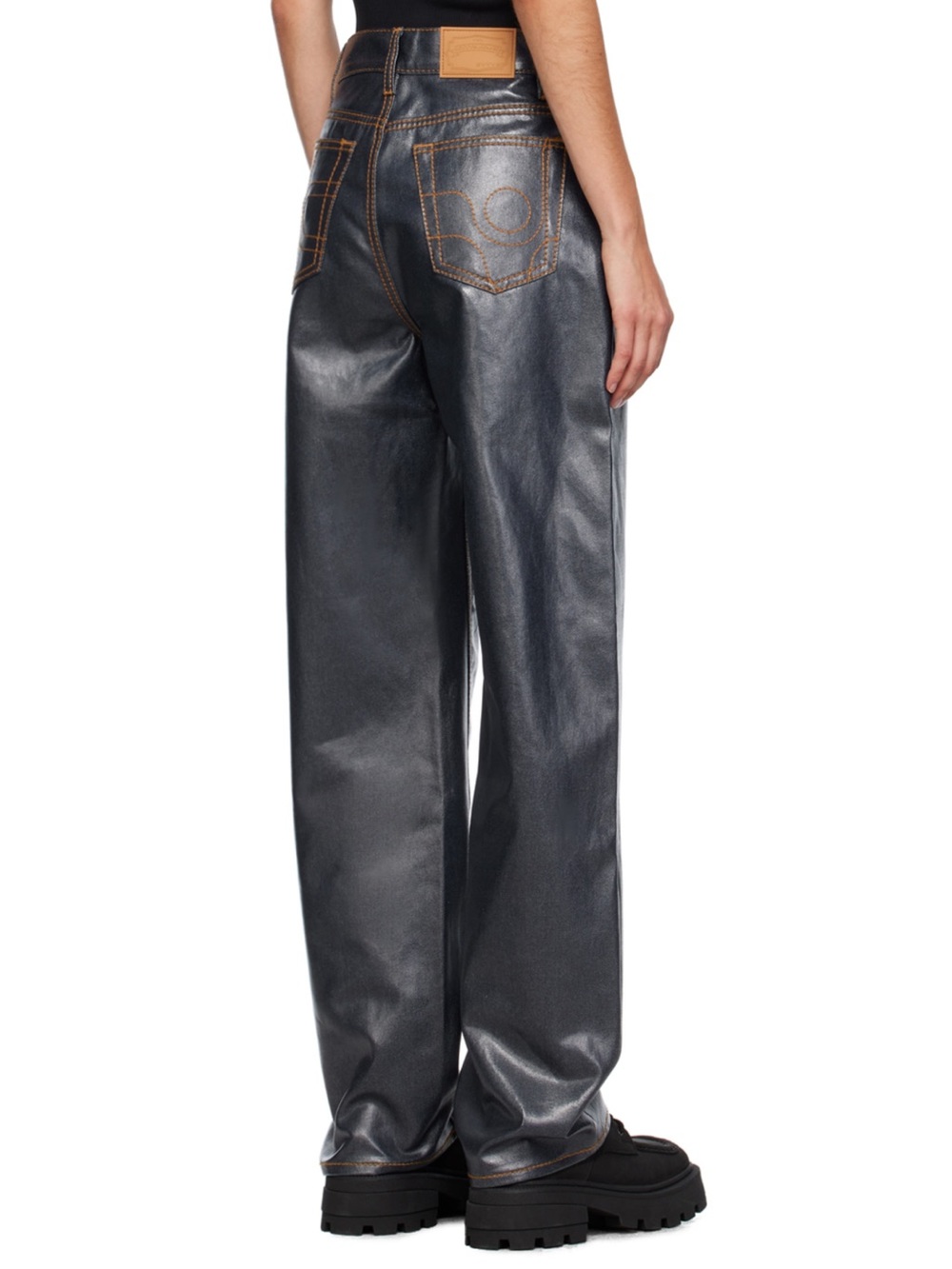 Eytys Women's Navy Coated Straight-Leg Jeans - Picture 3 of 11